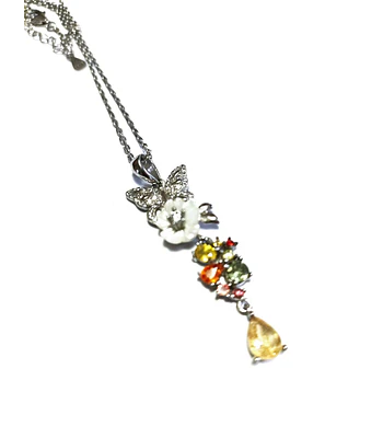 HERMOSO Y FINO COLGANTE DE PLATA SOLIDA 925 CON PIEDRAS NATURALES 100%  