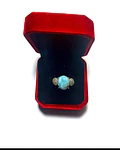 ANILLO DE PLATA 925  CON PIEDRA NATURAL LARIMAR   NUMERO 16  