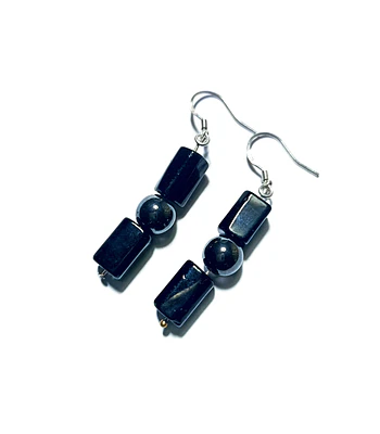 AROS  COLGANTE DE TURMALINA NEGRA Y HEMATITA  