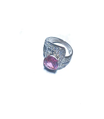 ANILLO DE PLATA SOLIDA 925  CON TOPACIO ROSADO   NUMERO 16 ANILLERO NACIONAL