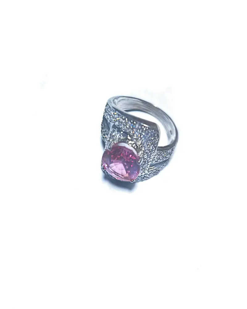 ANILLO DE PLATA SOLIDA 925  CON TOPACIO ROSADO   NUMERO 16 ANILLERO NACIONAL