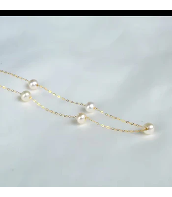 COLLAR FINO DE ORO 18K CON PERLAS CULTIVADAS DE 5 MM 