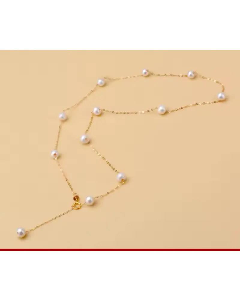COLLAR FINO DE ORO 18K CON PERLAS CULTIVADAS DE 5 MM 