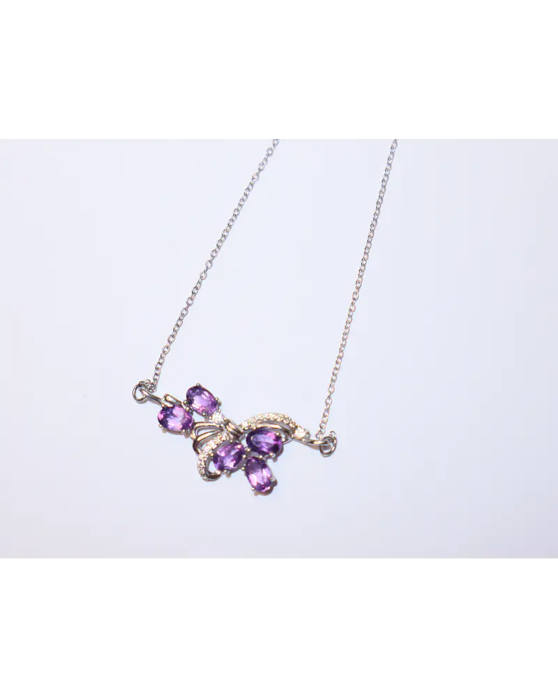 CADENA  DE PLATA SOLIDA CON PIEDRAS NATURALES 100% AMATISTAS 