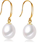 AROS COLGANTE DE ORO 18 K CON PERLAS CULTIVADAS   DE 8 MM 