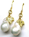 AROS DE PERLAS NATURALES BARROCO  PLATA  SOLIDA CON BAÑO DE ORO  