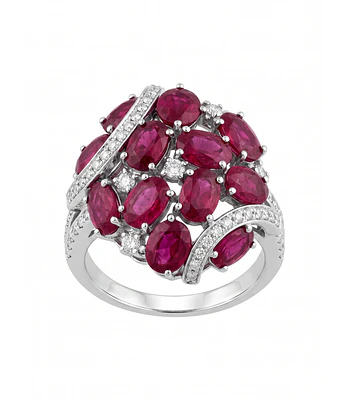 ANILLO DE PLATA RODINADA CON RUBY NATURALES 100%  NUMEREO 14 ANILLERO NACIONAL  