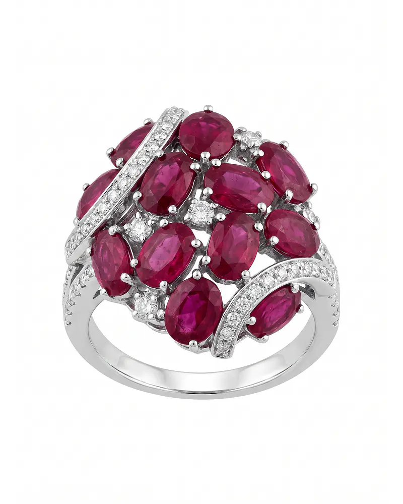 ANILLO DE PLATA RODINADA CON RUBY NATURALES 100%  NUMEREO 14 ANILLERO NACIONAL  