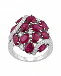 ANILLO DE PLATA RODINADA CON RUBY NATURALES 100%  NUMEREO 14 ANILLERO NACIONAL  