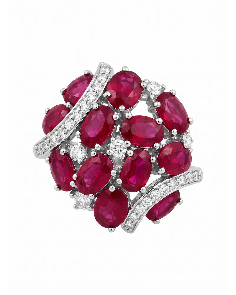 ANILLO DE PLATA RODINADA CON RUBY NATURALES 100%  NUMEREO 14 ANILLERO NACIONAL  