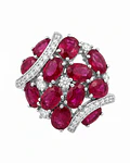 ANILLO DE PLATA RODINADA CON RUBY NATURALES 100%  NUMEREO 14 ANILLERO NACIONAL  