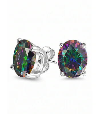 AROS DE PLATA CON TOPACIO MISTICO  8 MM 