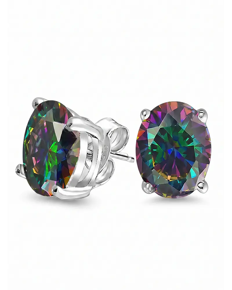 AROS DE PLATA CON TOPACIO MISTICO  8 MM 