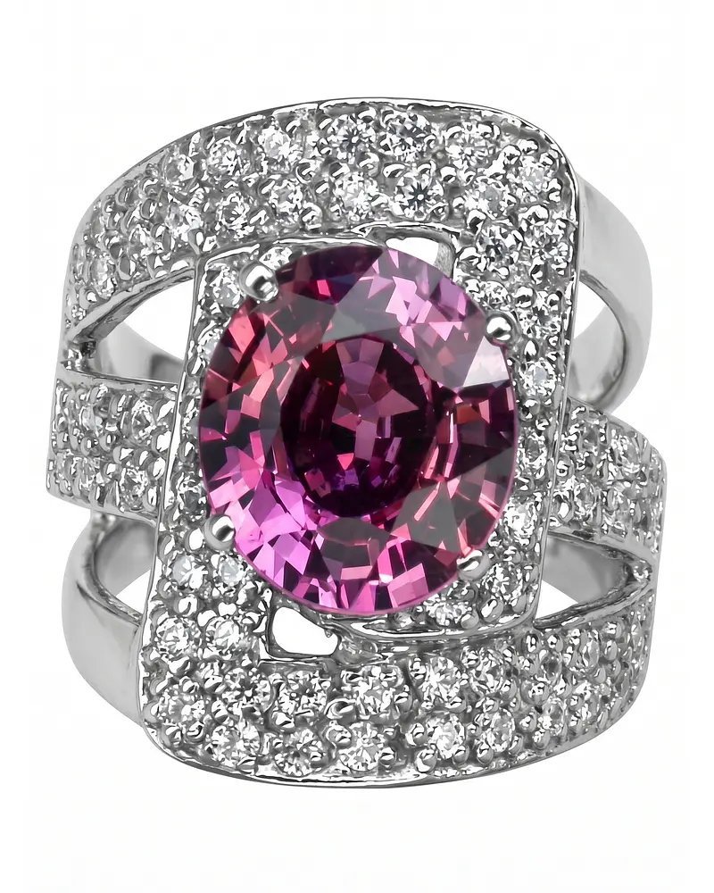 ANILLO DE PLATA SOLIDA 925  CON TOPACIO ROSADO   NUMERO 16 ANILLERO NACIONAL