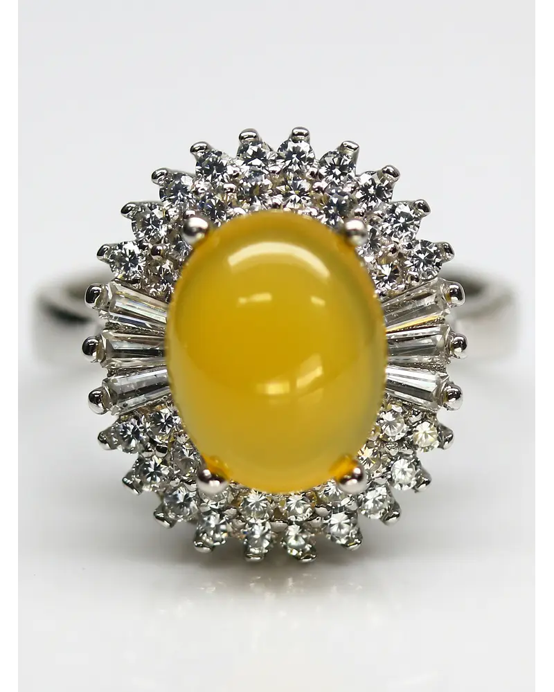 ANILLO DE PLATA CON CIRCONES BLANCOS Y UN OPALO AUSTRALIANO NATURAL 100%  N° 16 