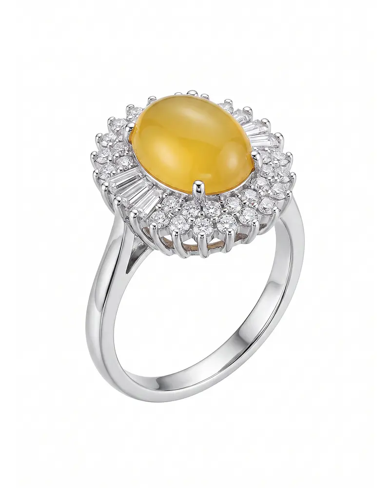 ANILLO DE PLATA CON CIRCONES BLANCOS Y UN OPALO AUSTRALIANO NATURAL 100%  N° 16 