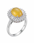 ANILLO DE PLATA CON CIRCONES BLANCOS Y UN OPALO AUSTRALIANO NATURAL 100%  N° 16 