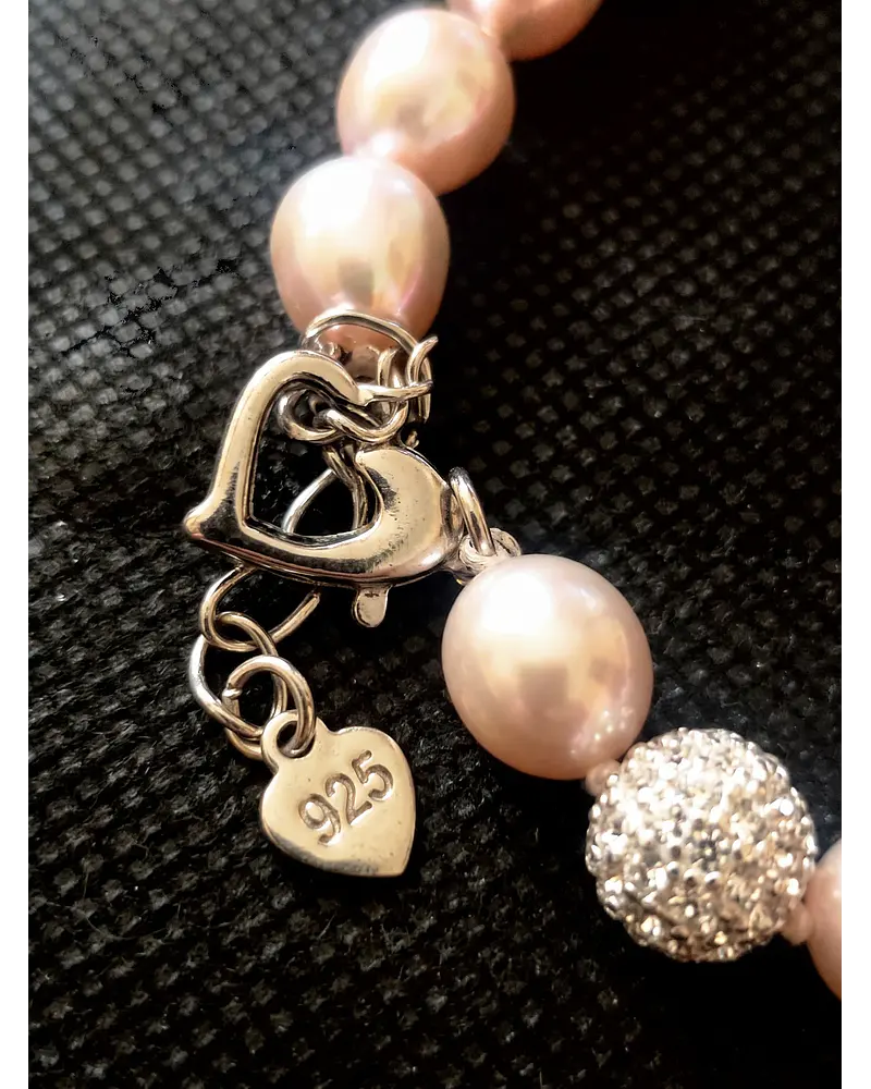 PULSERA DE PERLAS CULTIVADAS  19 CM  BROCHE DE PLATA 