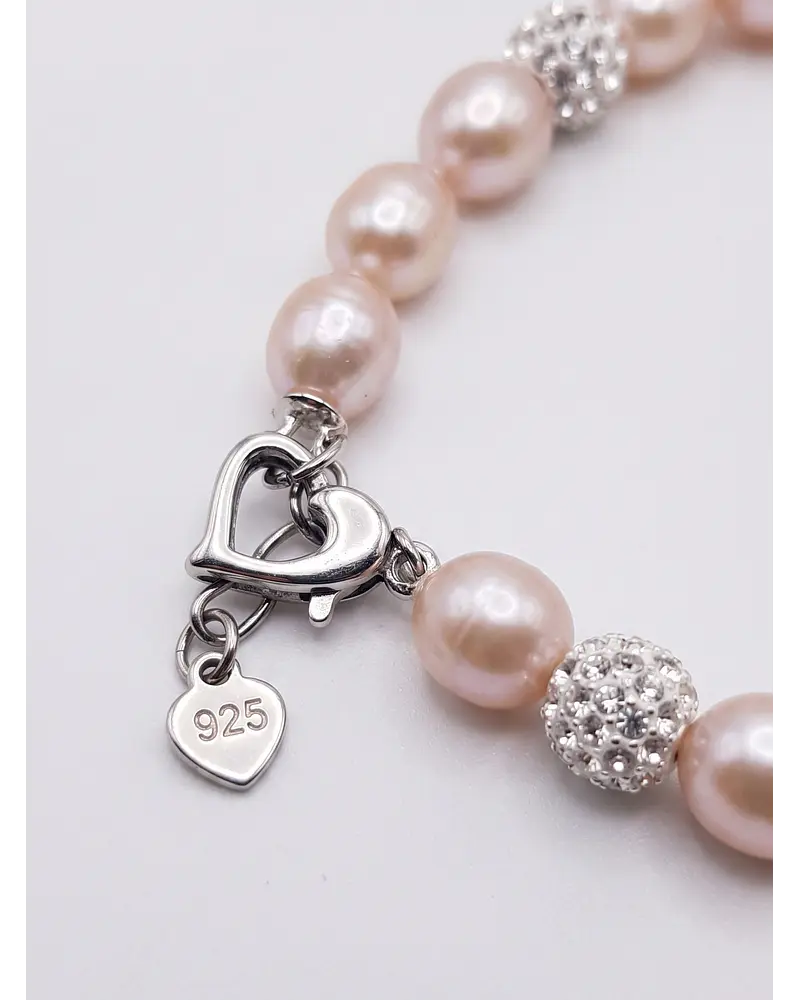 PULSERA DE PERLAS CULTIVADAS  19 CM  BROCHE DE PLATA 
