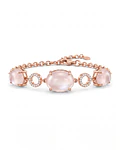 FINA Y HERMOSA PULSERA DE PLATA CON BAÑO DE ORO Y CUARZOS ROSAS 100% NATURAL