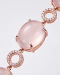 FINA Y HERMOSA PULSERA DE PLATA CON BAÑO DE ORO Y CUARZOS ROSAS 100% NATURAL