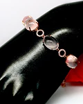 FINA Y HERMOSA PULSERA DE PLATA CON BAÑO DE ORO Y CUARZOS ROSAS 100% NATURAL