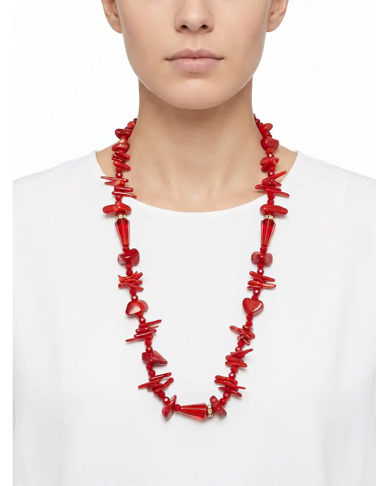 COLLAR DE  CORAL   ROJO  GENUINO   