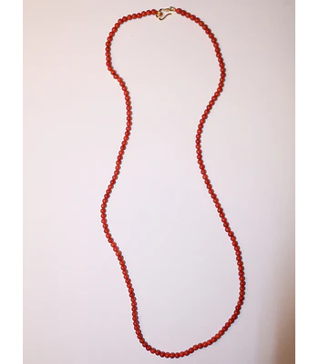 COLLAR DE CORAL ROJO BOLITAS DE 4 MM LARGO 45 CM   BROCHE GF 