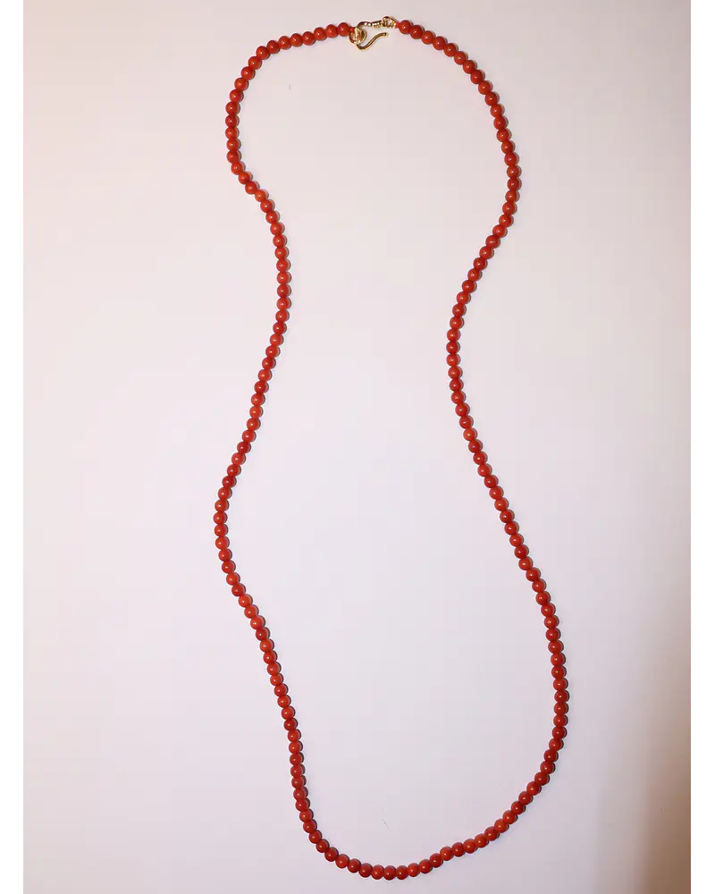 COLLAR DE CORAL ROJO BOLITAS DE 4 MM LARGO 45 CM   BROCHE GF 