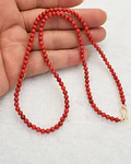COLLAR DE CORAL ROJO BOLITAS DE 4 MM LARGO 45 CM   BROCHE GF 