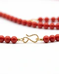 COLLAR DE CORAL ROJO BOLITAS DE 4 MM LARGO 45 CM   BROCHE GF 