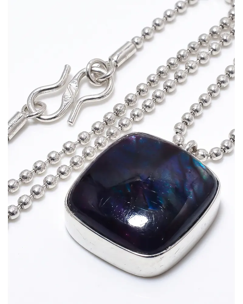 COLLAR DE PLATA MASIZA CON HERMOSA PIEDRA LAPISLAZULI AFGANO 