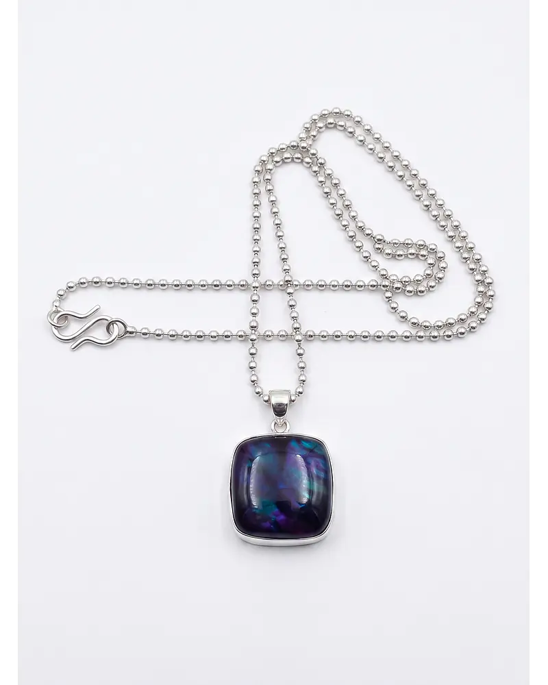 COLLAR DE PLATA MASIZA CON HERMOSA PIEDRA LAPISLAZULI AFGANO 