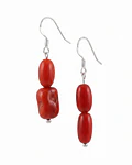 AROS  ARTESANALDE PLATA CON CORAL ROJO GENUINO 