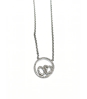 CADENA DE PLATA DIJE FORMA DE CORAZON CON CIRCONES   45 CM
