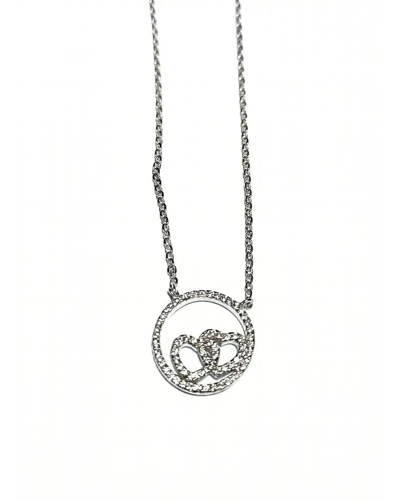 CADENA DE PLATA DIJE FORMA DE CORAZON CON CIRCONES   45 CM