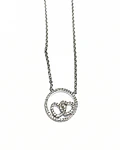 CADENA DE PLATA DIJE FORMA DE CORAZON CON CIRCONES   45 CM