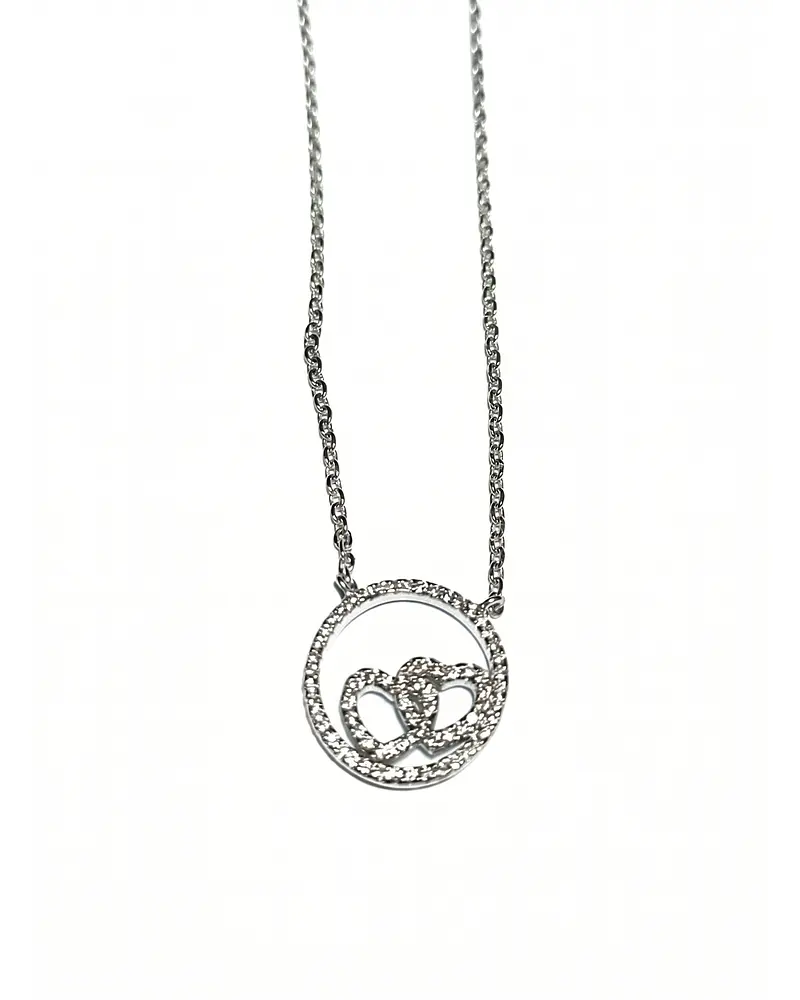 CADENA DE PLATA DIJE FORMA DE CORAZON CON CIRCONES   45 CM