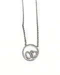 CADENA DE PLATA DIJE FORMA DE CORAZON CON CIRCONES   45 CM