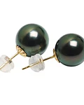 AROS DE PERLAS CULTIVADAS TAHITIANAS NEGRAS 08 MM ENGARZADAS EN PLATA 925  