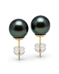 AROS DE PERLAS CULTIVADAS TAHITIANAS NEGRAS 08 MM ENGARZADAS EN PLATA 925  