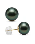 AROS DE PERLAS CULTIVADAS TAHITIANAS NEGRAS 08 MM ENGARZADAS EN PLATA 925  