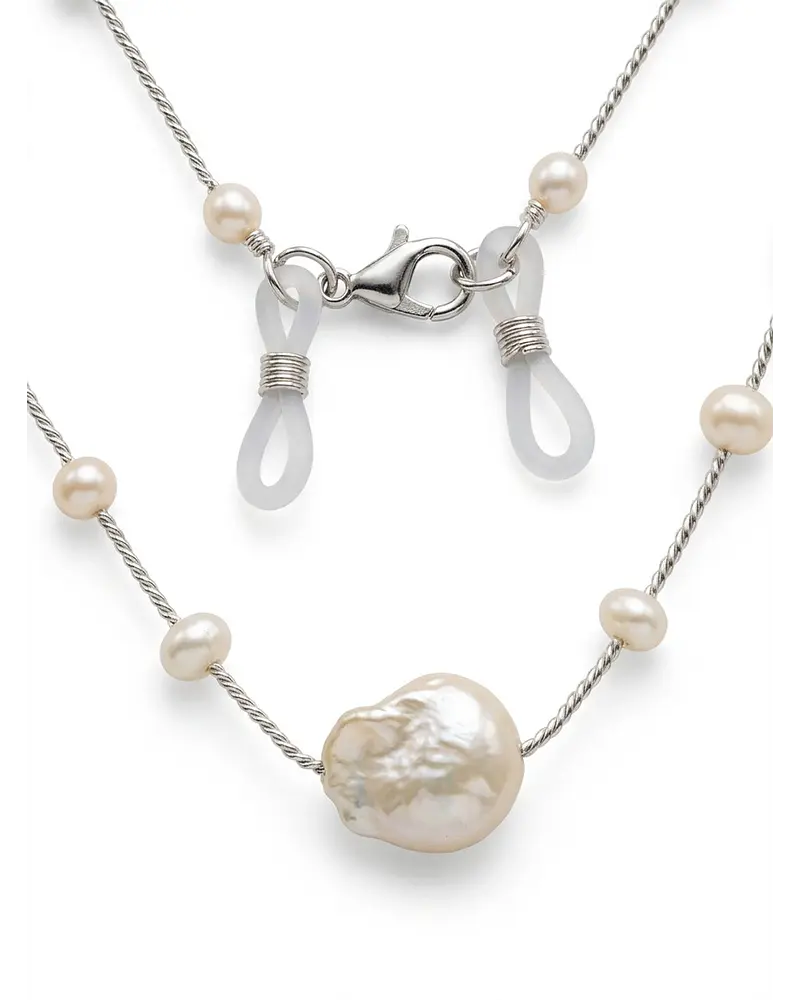 COLLAR DE PLATA 925 CON PERLASA NATURALES BARROCO  
