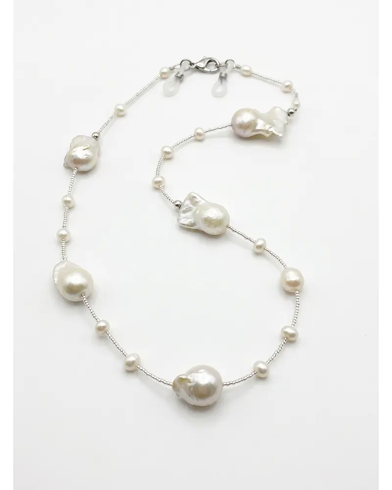COLLAR DE PLATA 925 CON PERLASA NATURALES BARROCO  