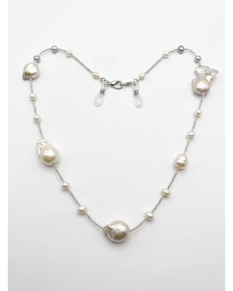 COLLAR DE PLATA 925 CON PERLASA NATURALES BARROCO  
