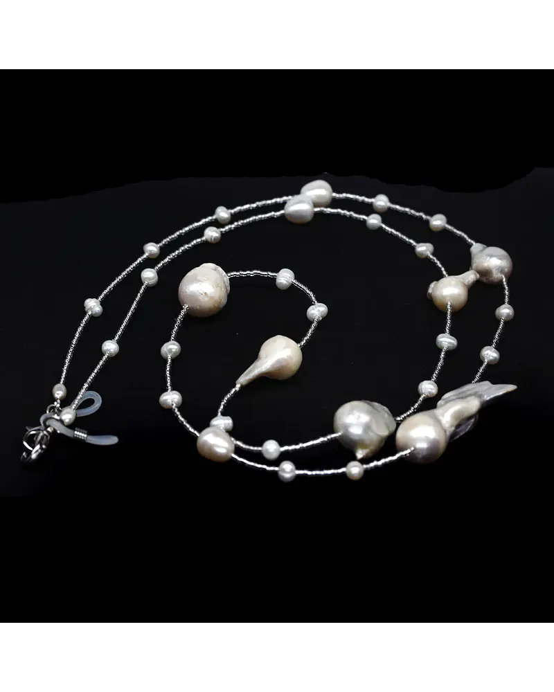COLLAR DE PLATA 925 CON PERLASA NATURALES BARROCO  