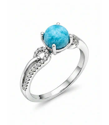 ANILLO DE PLATA 925  CON PIEDRA NATURAL LARIMAR   NUMERO 16  