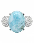 ANILLO DE PLATA 925  CON PIEDRA NATURAL LARIMAR   NUMERO 16  