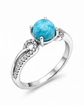 ANILLO DE PLATA 925  CON PIEDRA NATURAL LARIMAR   NUMERO 16  