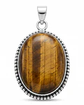 MEDALLON DE PLATA SOLIDA 925   CON PIEDRA NATURAL OJO DE TIGRE 